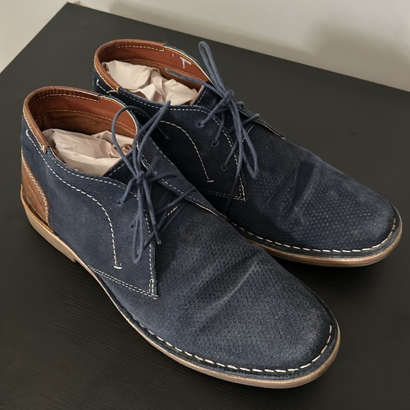 Steve Madden Blue Leather Hendrick Ankle Chukka Size 8 - Picture 3 of 11